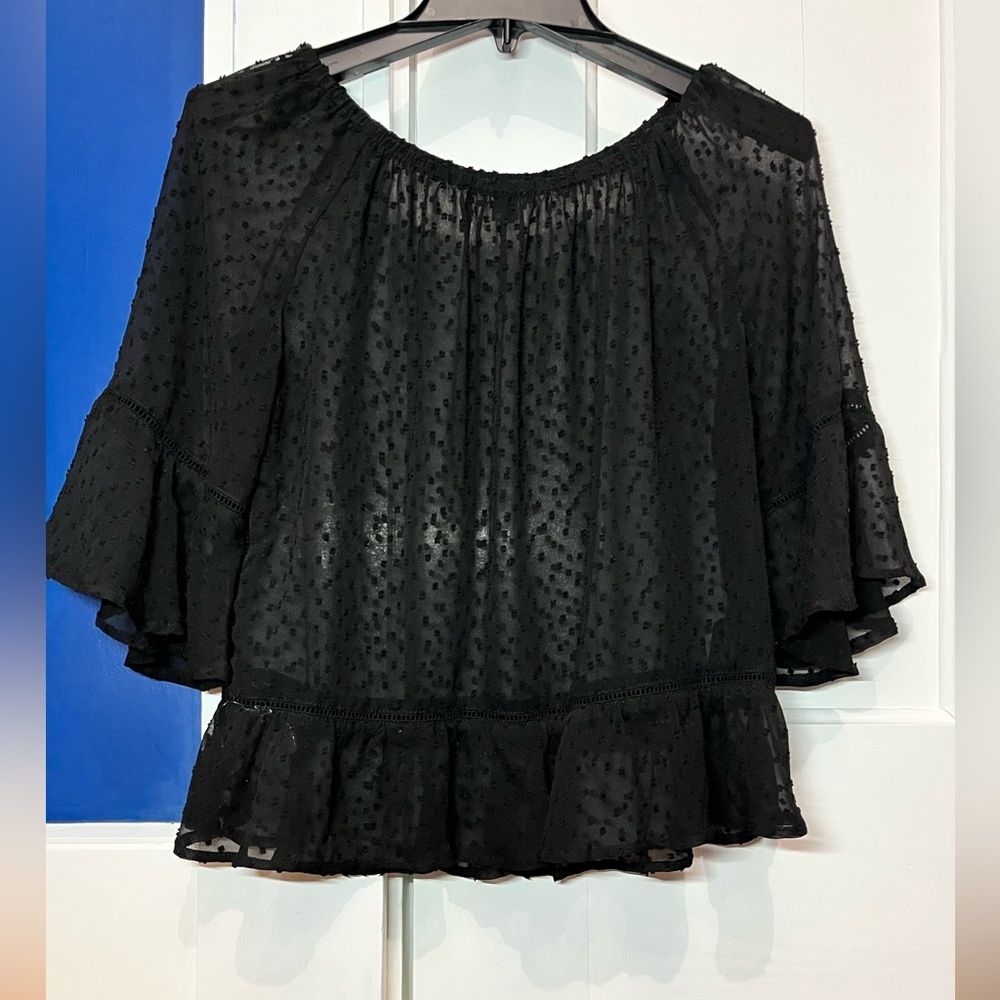 Tommy Hilfiger black Sheer Top size Small petite